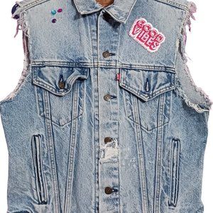 UPCYCLED TRUCKER STYLE DENIM JEAN JACKET VEST LEVI